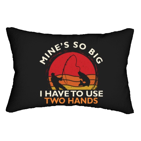 Funny Fishing Mine's Big Use Two Hands Bass Fish Lumbar Pillows