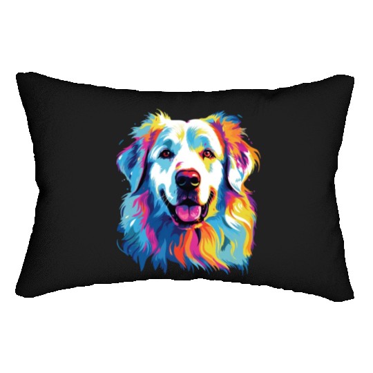 Watercolor Colorful Great Pyrenees Lumbar Pillows