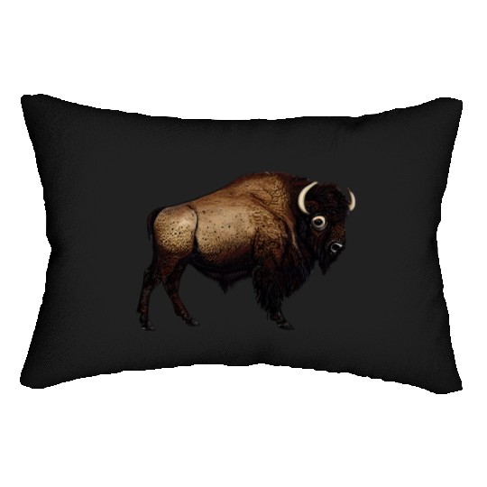 Bison art design majesty of nature buffalo Lumbar Pillows