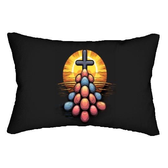 Christian Easter Day Cross Easter Egg Hunt Lumbar Pillows