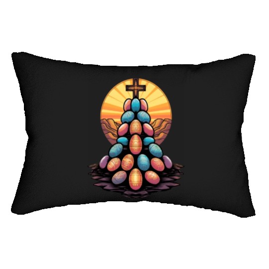 Christian Easter Day Cross Easter Egg Hunt Lumbar Pillows