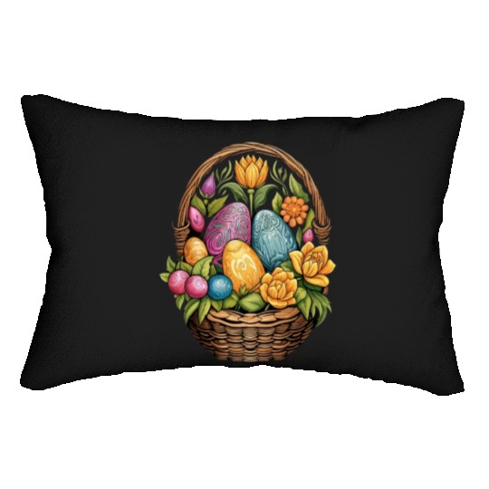 Easter Day Easter Egg Basket Mandala Art Egg Hunt Lumbar Pillows