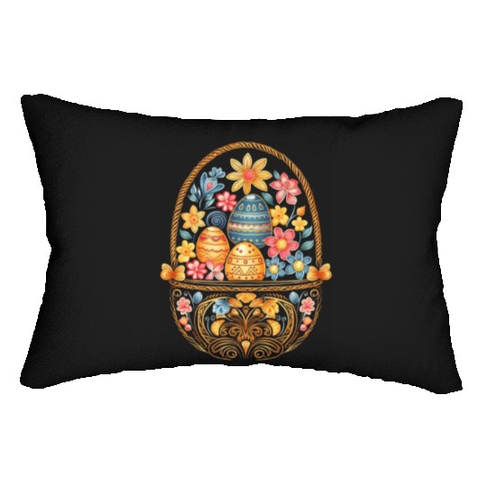 Easter Day Easter Egg Basket Mandala Art Egg Hunt Lumbar Pillows