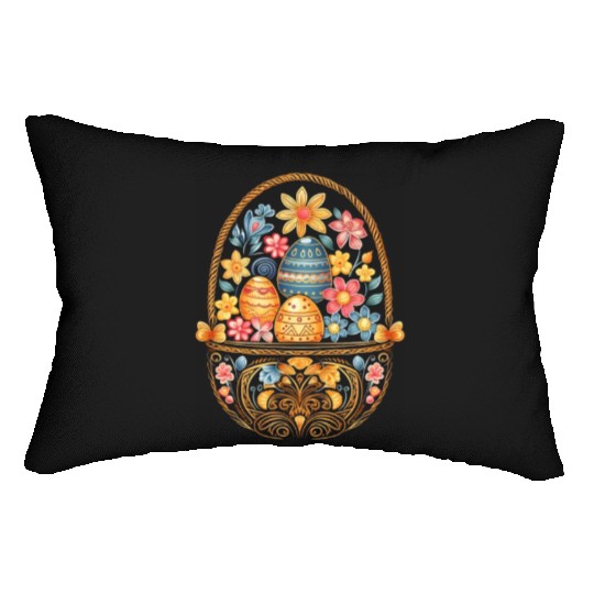 Easter Day Easter Egg Basket Mandala Art Egg Hunt Lumbar Pillows