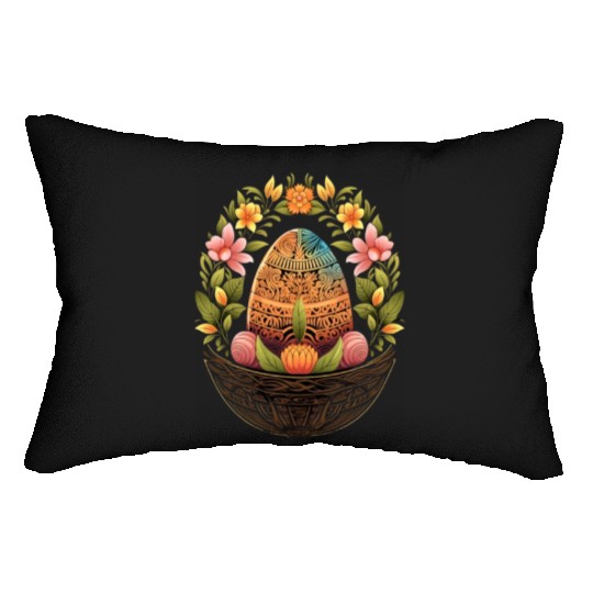 Easter Day Easter Egg Basket Mandala Art Egg Hunt Lumbar Pillows