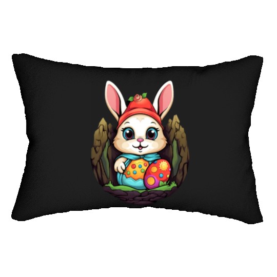 Easter Bunny Rabbit Easter Day Egg Hunting Lumbar Pillows