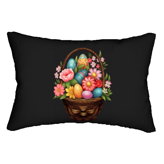 Easter Day Easter Egg Basket Spring Flowers Lumbar Pillows