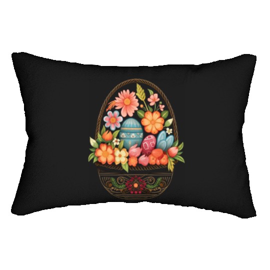 Easter Day Easter Egg Basket Spring Flowers Lumbar Pillows