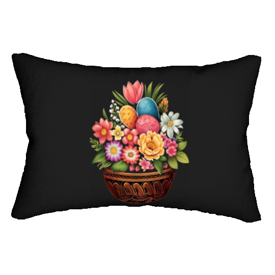 Easter Day Easter Egg Basket Spring Flowers Lumbar Pillows