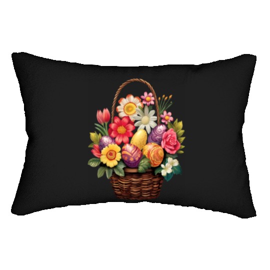 Easter Day Easter Egg Basket Spring Flowers Lumbar Pillows
