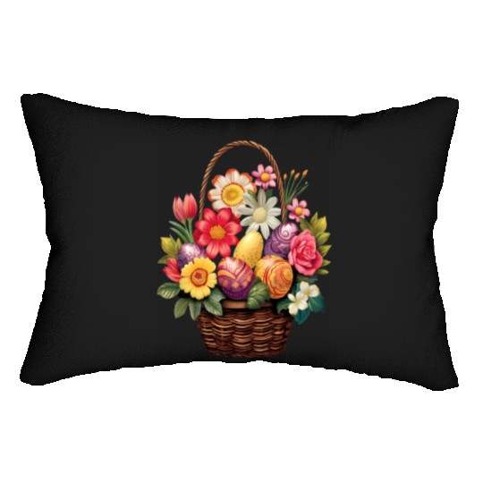 Easter Day Easter Egg Basket Spring Flowers Lumbar Pillows