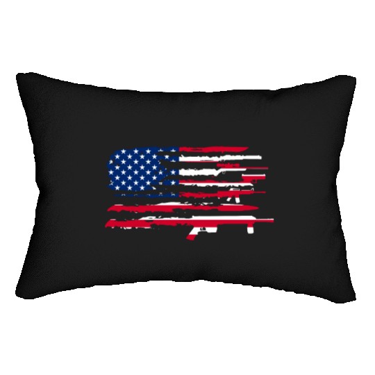American Flag Gun Lumbar Pillows