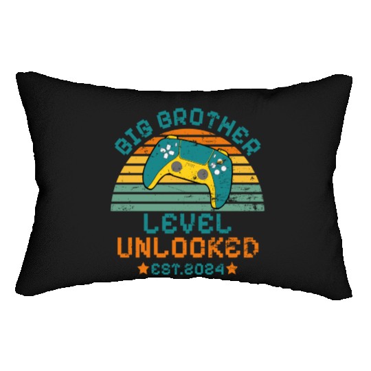 Level Unlocked Vintage Retro Gamer Big Brother Lumbar Pillows