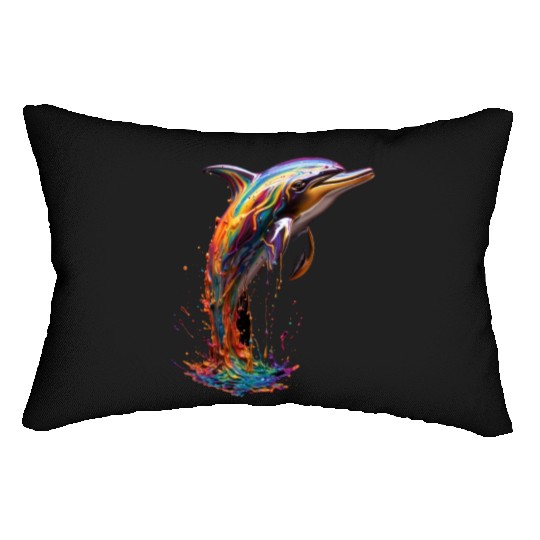 Rainbow Dolphin Lumbar Pillows