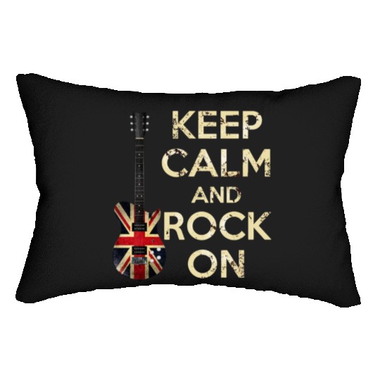 Keep Calm and Rock On Union Jack Guitar Lumbar Pillows