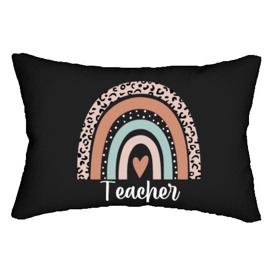 Teacher Rainbow Leopard Funny Teacher Appreciation Lumbar Pillows