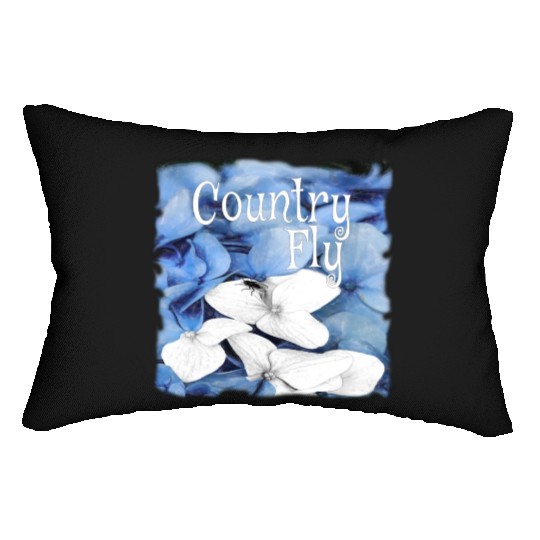 Country Fly Blue Hydrangea Watercolor Clothing Lumbar Pillows