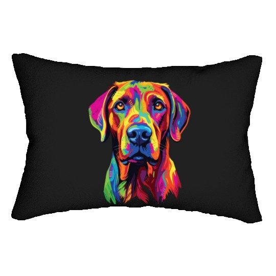 Watercolor Colorful Rhodesian Ridgeback Lumbar Pillows