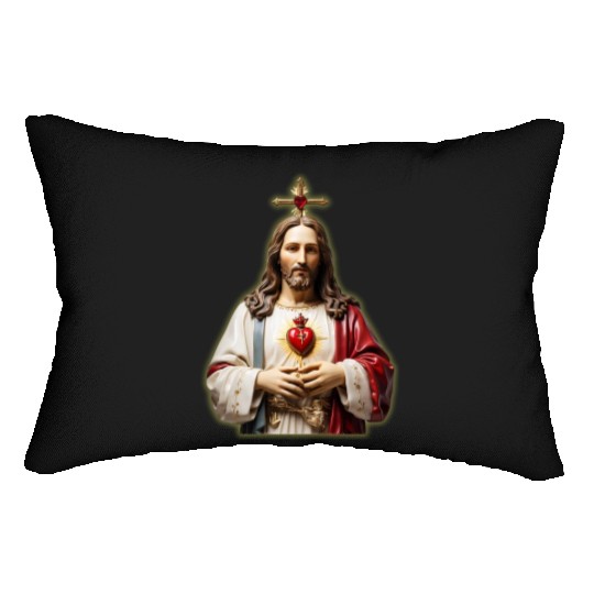 sacred heart of jesus Lumbar Pillows