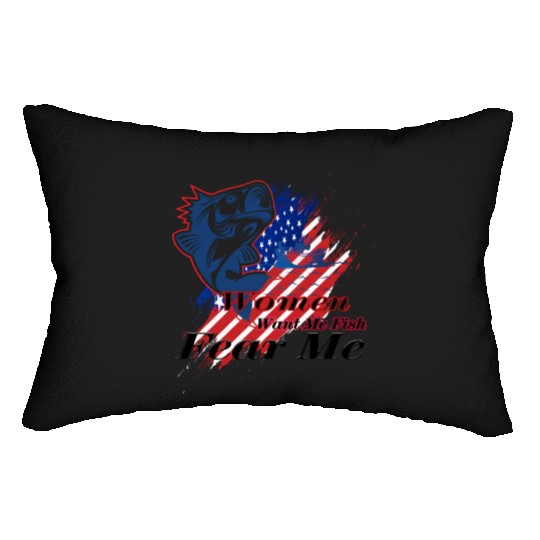 Women want me fish fear me Lumbar Pillows