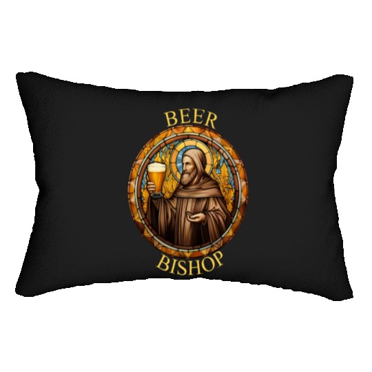 Brewed Blessings: Stained Glass Bishop Lumbar Pillows