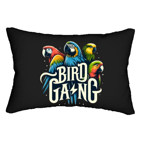 Bird Gang Parrot Funny Birder Flock Owner Macaw Lumbar Pillows