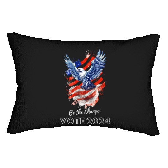 Be the Change: Vote 2024! - Eagle & Flag Design Lumbar Pillows
