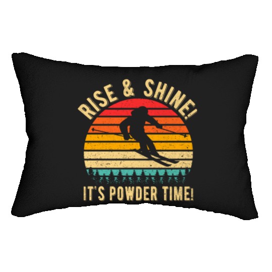 Vintage Sunset 80s Ski Funny Cute Winter Retro Lumbar Pillows