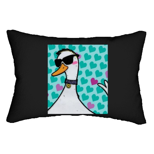 90s Raver Cartoon Duck, Party Animal, Kids Room Lumbar Pillows
