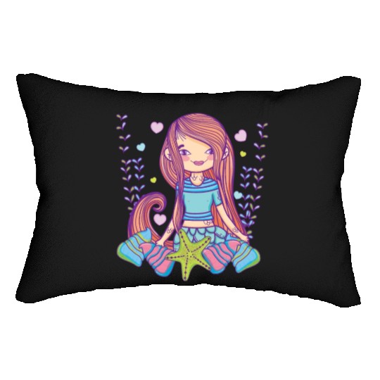 Cute mermaid cartoon Lumbar Pillows