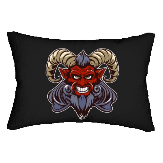 krampus devil head Lumbar Pillows