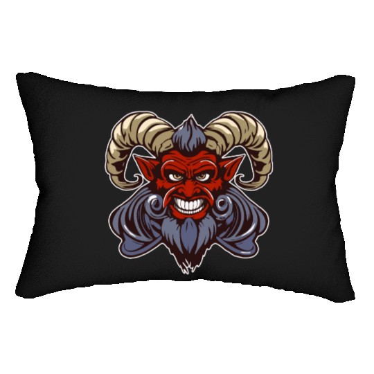 krampus devil head Lumbar Pillows