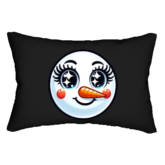 Lady Carrot-Nosed Snowwoman Cute Snowman Christmas Lumbar Pillows