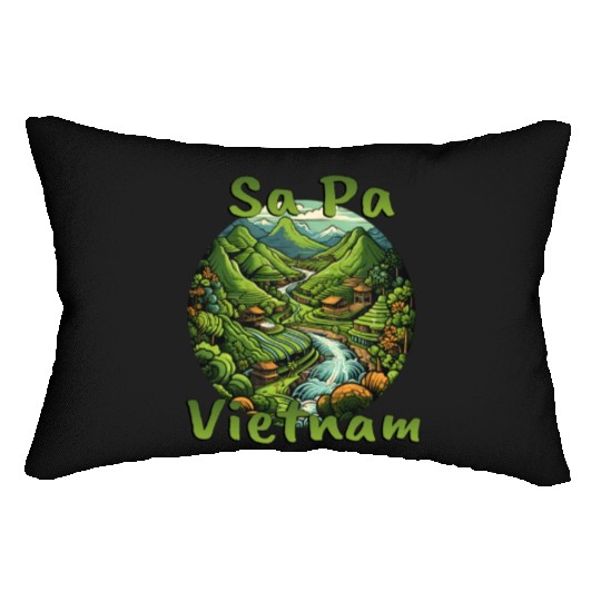 Pa Vietnam: Green Rice Terraces Lumbar Pillows
