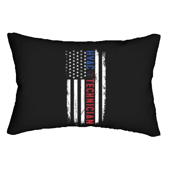 HVAC Technician US American Flag HVAC Mechanic Lumbar Pillows