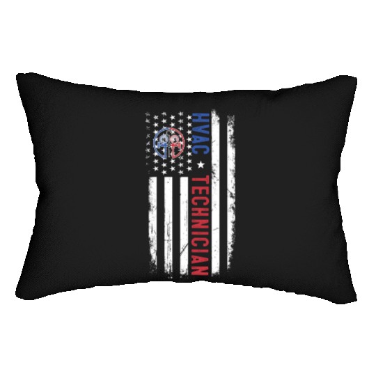 HVAC Technician US American Flag HVAC Mechanic Eng Lumbar Pillows