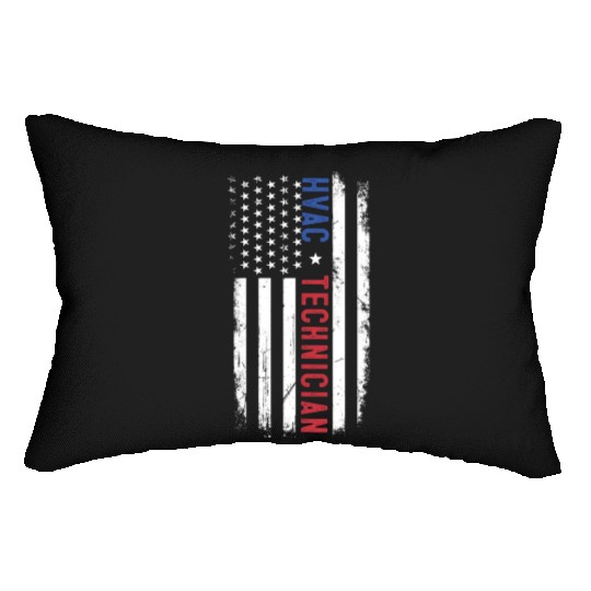 HVAC Technician US American Flag HVAC Mechanic Lumbar Pillows