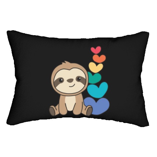 Rainbow Flag Gay Pride Lgbtq Hearts Sloth Lumbar Pillows