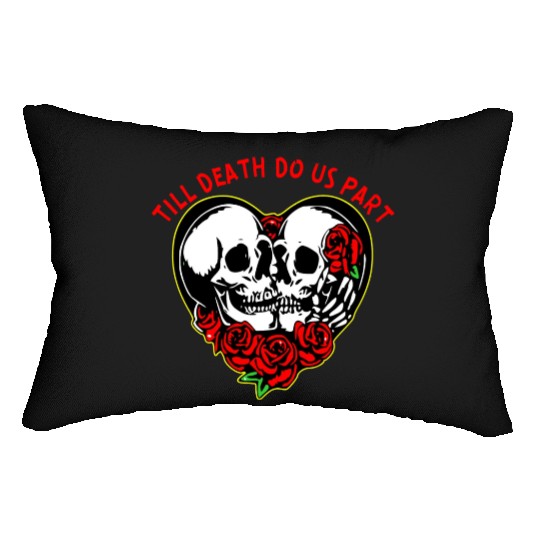 Heart Skulls Till Death Do Us Part © WhiteTigerLLC Lumbar Pillows