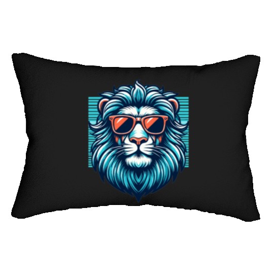 Chill Monarch - Lion with Sunglasses Retro Lumbar Pillows