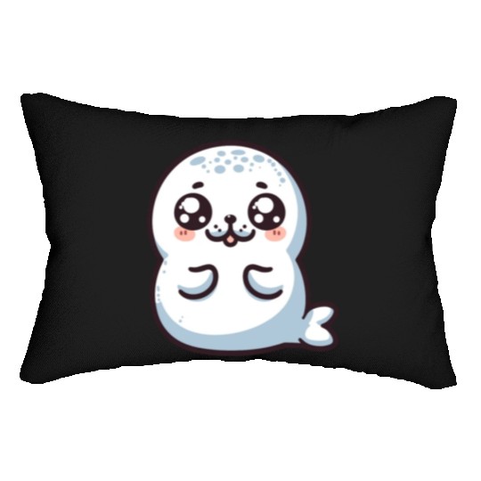 Playful Seal Cartoon Lumbar Pillows
