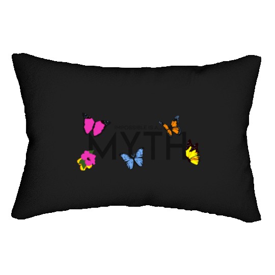 Impossible is a... Myth Hibiscus et papillon Lumbar Pillows