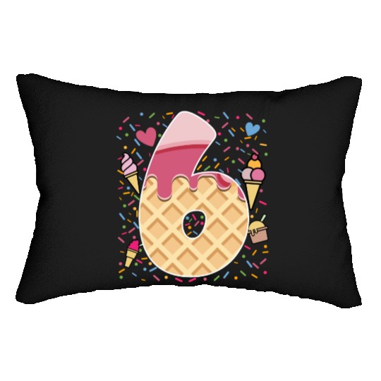 Ice Cream Number Six Art Design 6th Birthday Kids  Lumbar Pillows