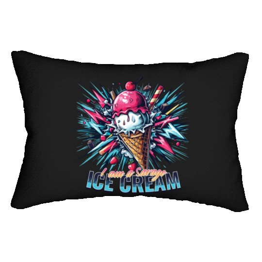 I am a savage ice cream, blue pink colorful Lumbar Pillows