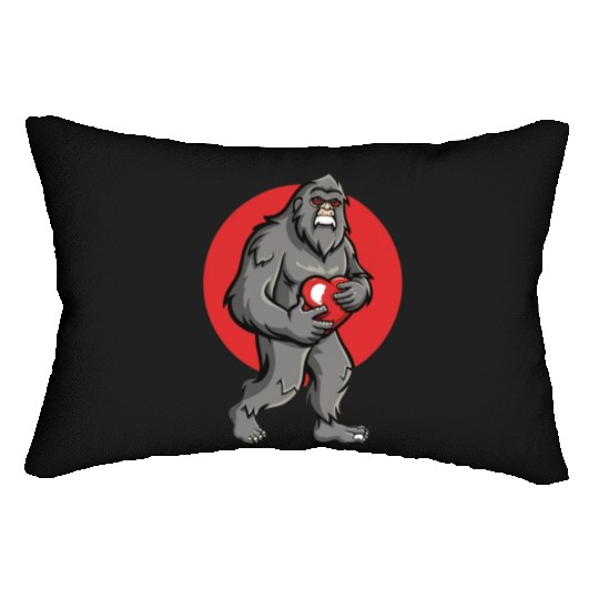 bigfoot heart valentines day Lumbar Pillows