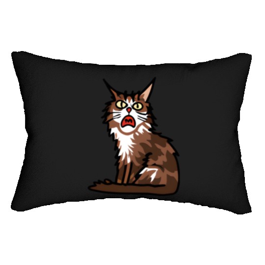 Maine Cat - Grumpy or Surprised Expression Lumbar Pillows