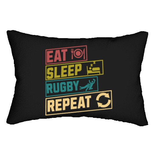 Eat sleep rugby repeat hobby Lumbar Pillows