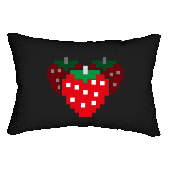 8 Bit Pixel Strawberry 80s Video Game 100 Days of Lumbar Pillows