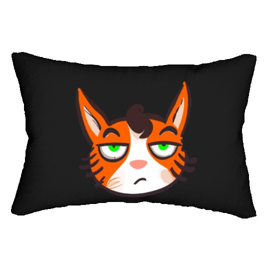 Orange Grumpy Cat Green Eyes Lumbar Pillows