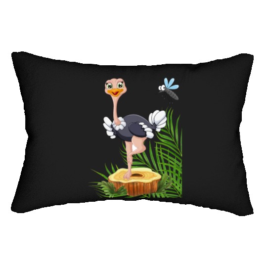Whimsical Stork with Insect View Lumbar Pillows
